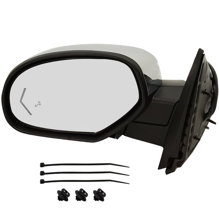 2009-2014 Chevrolet Tahoe Driver Side Door Mirror Heated W/Memory W/Signal W/Blis Pwr-Folding W/O Auto Dimming Chrome Assembly - GM1320525-Partify-Painted-Replacement-Body-Parts