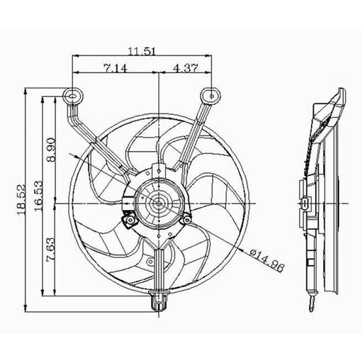 1993-2000 Cadillac Allante/DeVille/Eldorado/Fleetwood/Seville A/C Condenser Fan Assembly Left Side Mounted Condenser Fan Assembly 4.6L V8/5.7L V8 - GM3113103-Partify-Painted-Replacement-Body-Parts