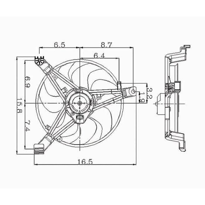 1995-1997 Buick Century/Regal/Chevrolet Lumina/Monte Carlo A/C Condenser Fan Assembly Right Side Mounted Fan Assembly W/Standard Cooling 3.1L V6/3.8L V6 - GM3113108-Partify-Painted-Replacement-Body-Parts