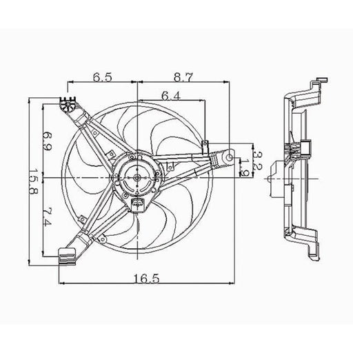 1995-1997 Buick Century/Regal/Chevrolet Lumina/Monte Carlo A/C Condenser Fan Assembly Right Side Mounted Fan Assembly W/Standard Cooling 3.1L V6/3.8L V6 - GM3113108-Partify-Painted-Replacement-Body-Parts