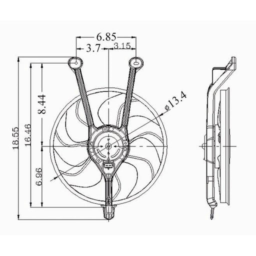 1993-2002 Cadillac DeVille/Eldorado/Seville Engine Cooling Fan Assembly Motor/Blade/Bracket Assembly 4.6L V8 - GM3115102-Partify-Painted-Replacement-Body-Parts