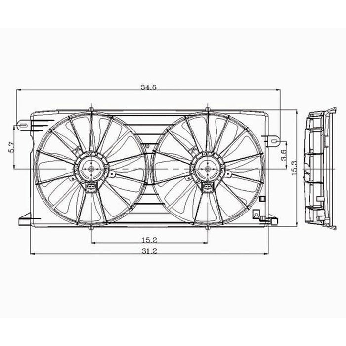 2000-2004 Buick LeSabre/Pontiac Bonneville Engine Cooling Fan Assembly Dual Fan Assembly Includes Motors/Blades/Shroud - GM3115119-Partify-Painted-Replacement-Body-Parts