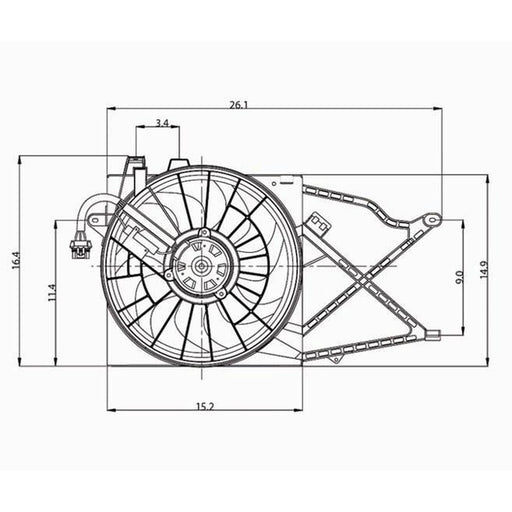 2000-2005 Saturn L100/L200/L300/LS/LS1/LS2/LW1/LW2/LW200/LW300 Engine Cooling Fan Assembly Rear Fan Assembly - GM3115135-Partify-Painted-Replacement-Body-Parts