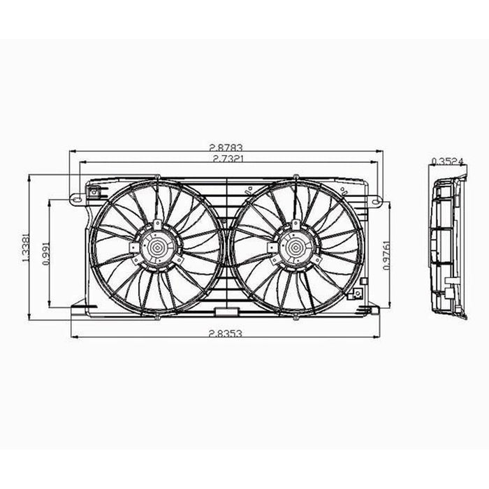 2000-2005 Cadillac DeVille/Oldsmobile Aurora Engine Cooling Fan Assembly Blade/Motor/Shroud - GM3115186-Partify-Painted-Replacement-Body-Parts