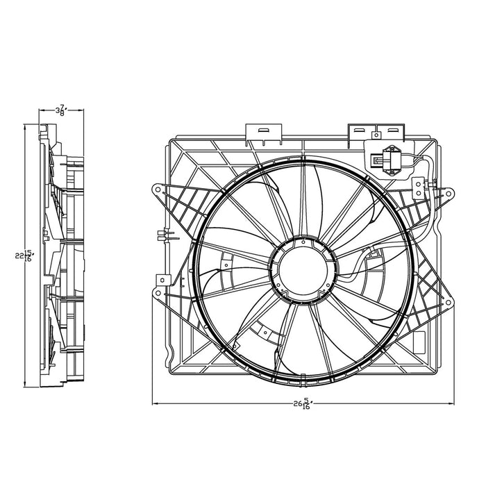 2009-2014 Cadillac CTS/STS Engine Cooling Fan Assembly Motor/Blade/Shroud Assembly Coupe/Sedan/Wagon - GM3115253-Partify-Painted-Replacement-Body-Parts