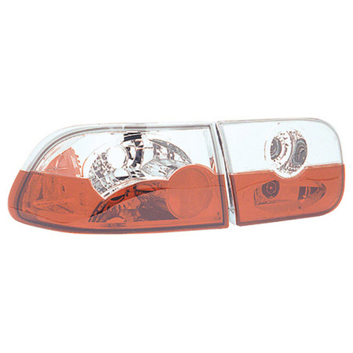 Honda Civic Tail Light Set 4 Lamp Set W/Chrome Housing W/Clear Lens Coupe/Sedan - HO2811150