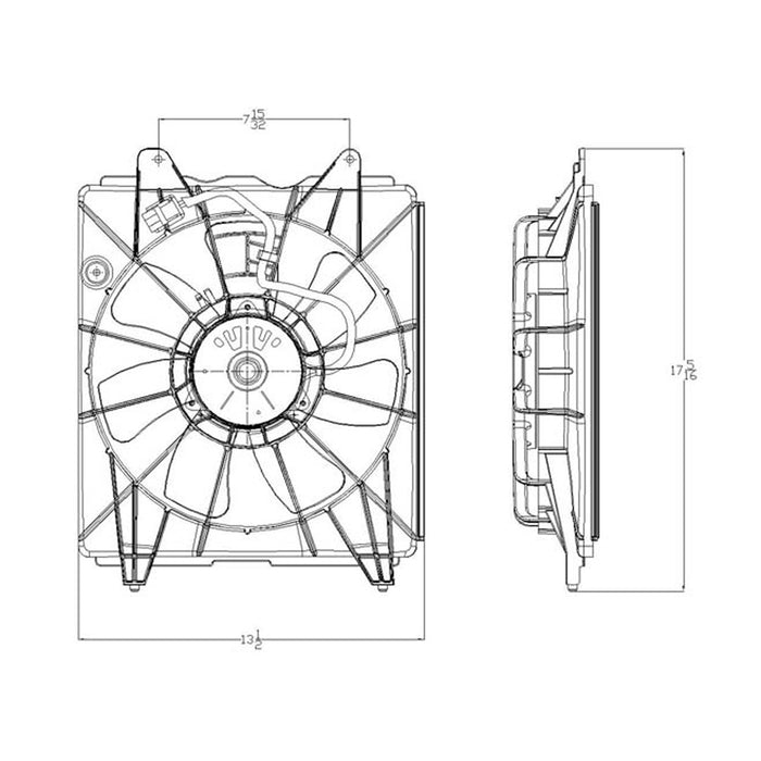 2006-2011 Honda Civic Hybrid/Hybrid-L A/C Condenser Fan Assembly Motor/Blade/Shroud Assembly - HO3113124-Partify-Painted-Replacement-Body-Parts