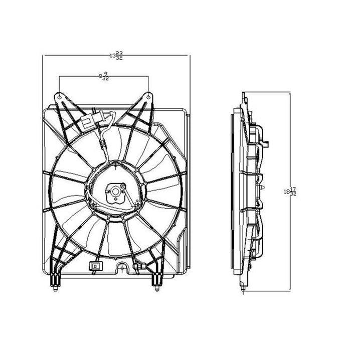 2007-2008 Honda Element A/C Condenser Fan Assembly Motor/Blade/Shroud Assembly - HO3113125-Partify-Painted-Replacement-Body-Parts