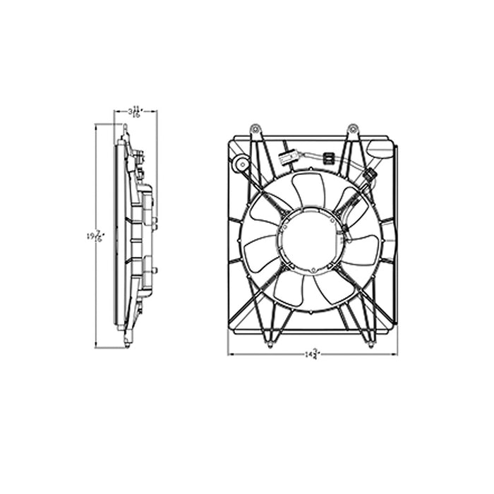 2015-2016 Honda CR-V A/C Condenser Fan Assembly Motor/Blade/Shroud Assy - HO3113138-Partify-Painted-Replacement-Body-Parts