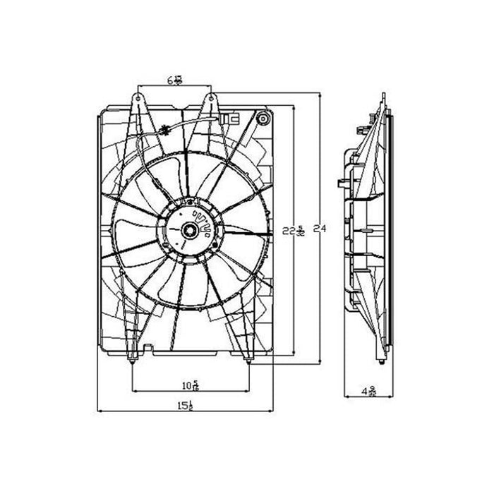 2006-2008 Honda Ridgeline Driver Side Engine Cooling Fan Assembly Blade/Motor/Shroud - HO3115140-Partify-Painted-Replacement-Body-Parts