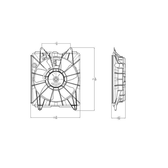 2006-2011 Honda Civic Hybrid/Hybrid-L Engine Cooling Fan Assembly Motor/Blade/Shroud Assembly - HO3115143-Partify-Painted-Replacement-Body-Parts