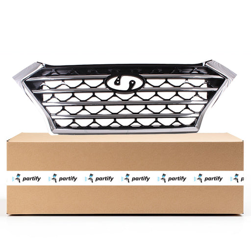 2019-2021 Hyundai Tucson CAPA Certified Grille Silver Trim Assembly - HY1200233C-Partify-Painted-Replacement-Body-Parts