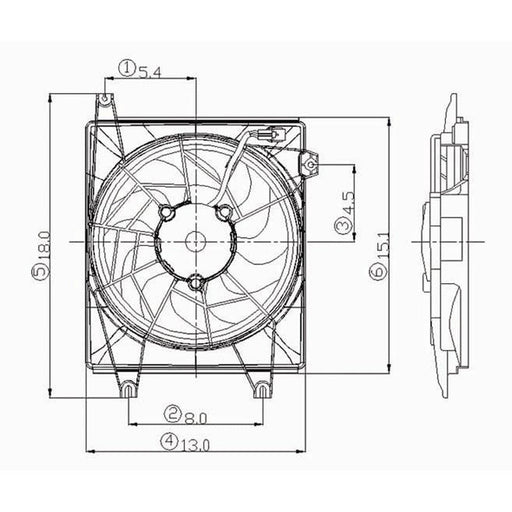 1996-2001 Hyundai Elantra/Tiburon A/C Condenser Fan Assembly Electric Fan Assembly - HY3113102-Partify-Painted-Replacement-Body-Parts