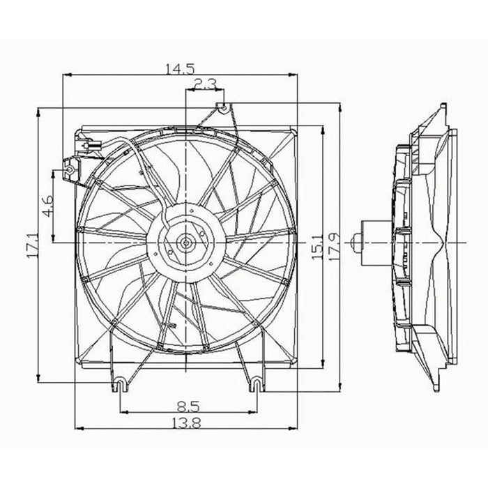 1996-2001 Hyundai Elantra/Tiburon Engine Cooling Fan Assembly Includes Motor/Blade/Shroud - HY3115102-Partify-Painted-Replacement-Body-Parts