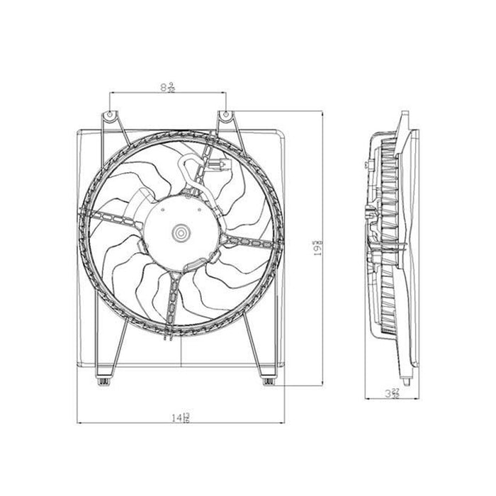 2007-2009 Hyundai Santa Fe Engine Cooling Fan Assembly Right Side W/O Towing Package 2.7L V6 - HY3115116-Partify-Painted-Replacement-Body-Parts