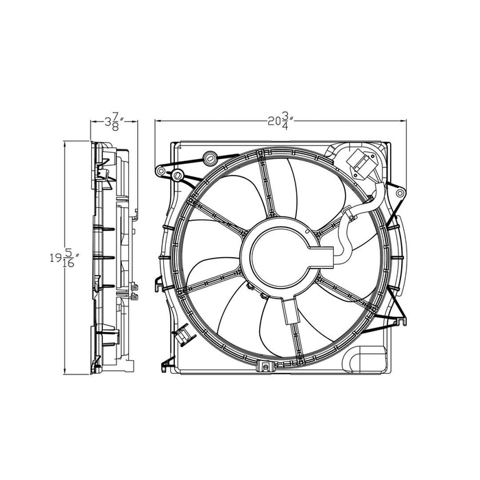 2015-2017 Hyundai Sonata Eco/Limited/Limited 2.0T/Sport/Sport 2.0T/Ultimate 2.0T Engine Cooling Fan Assembly 1.6L L4/2L L4 - HY3115153-Partify-Painted-Replacement-Body-Parts