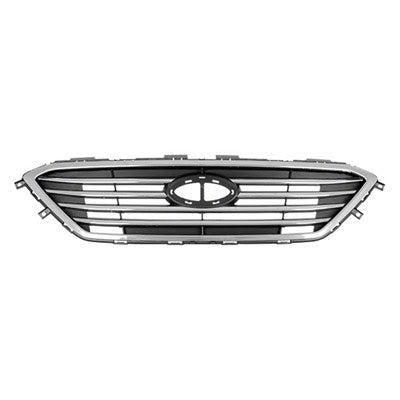 2015-2017 Hyundai Sonata Grille With Chrome Frame 4 Bars Painted Silver Gray Without Sport Package/Auto Cruise - HY1200174-Partify-Painted-Replacement-Body-Parts