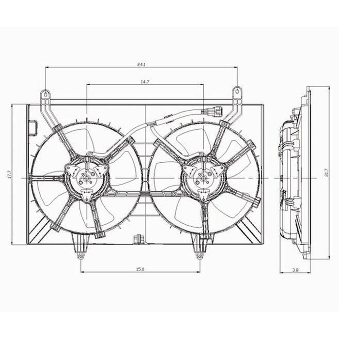 2003-2008 INFINITI FX35 Engine Cooling Fan Assembly Dual Fan Assembly - IN3115104-Partify-Painted-Replacement-Body-Parts