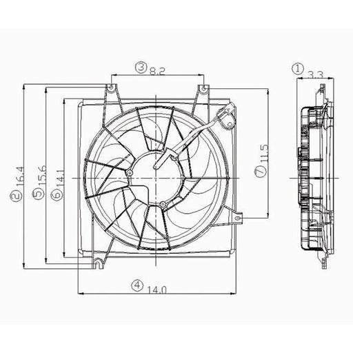 1998-2004 Kia Sephia/Spectra A/C Condenser Fan Assembly Includes Motor/Blade/Shroud - KI3113104-Partify-Painted-Replacement-Body-Parts