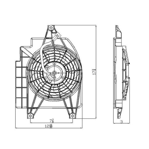 2001-2005 Kia Rio RX-V A/C Condenser Fan Assembly - KI3113106-Partify-Painted-Replacement-Body-Parts
