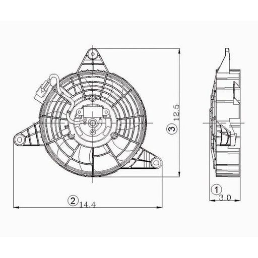 2001-2002 Kia Sportage A/C Condenser Fan Assembly Includes Motor/Blade/Shroud From 3/15/01 - KI3113107-Partify-Painted-Replacement-Body-Parts