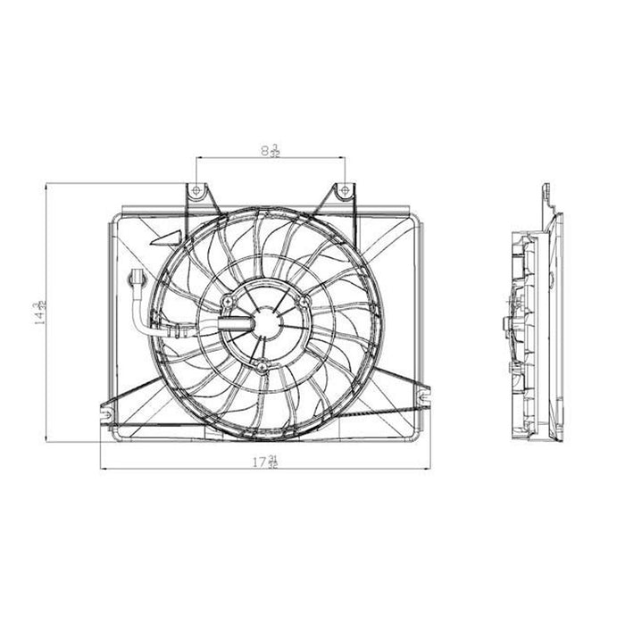 2002-2005 Kia Sedona A/C Condenser Fan Assembly - KI3113110-Partify-Painted-Replacement-Body-Parts
