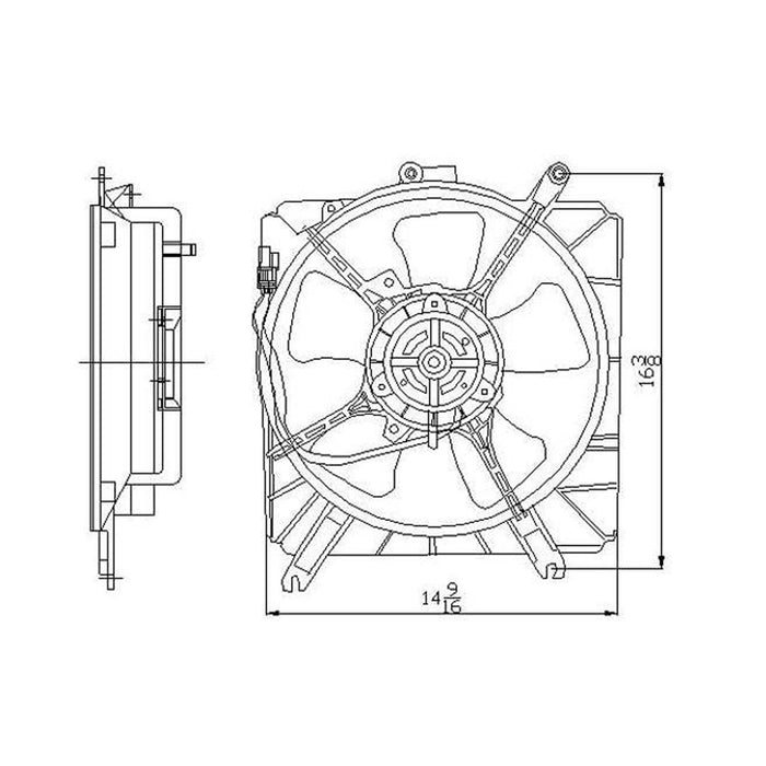 2003-2004 Kia Rio RX-V Engine Cooling Fan Assembly Includes Motor/Blade/Shroud 1.6L L4 - KI3115113-Partify-Painted-Replacement-Body-Parts