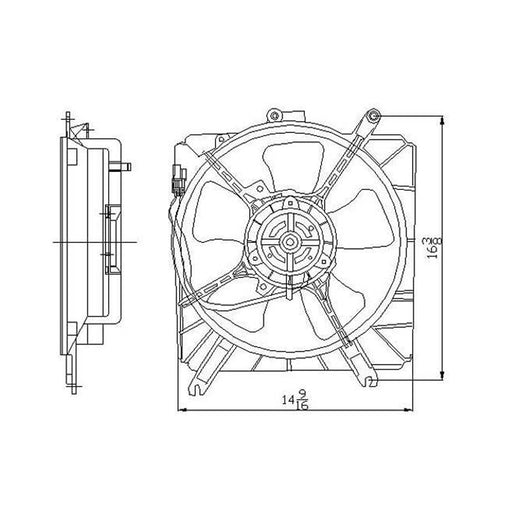 2003-2004 Kia Rio RX-V Engine Cooling Fan Assembly Includes Motor/Blade/Shroud 1.6L L4 - KI3115113-Partify-Painted-Replacement-Body-Parts