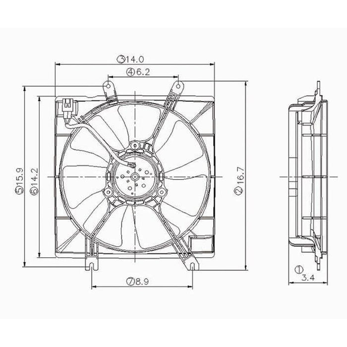 2002-2004 Kia Spectra Engine Cooling Fan Assembly Includes Motor/Blade/Shroud Early Design - KI3115114-Partify-Painted-Replacement-Body-Parts