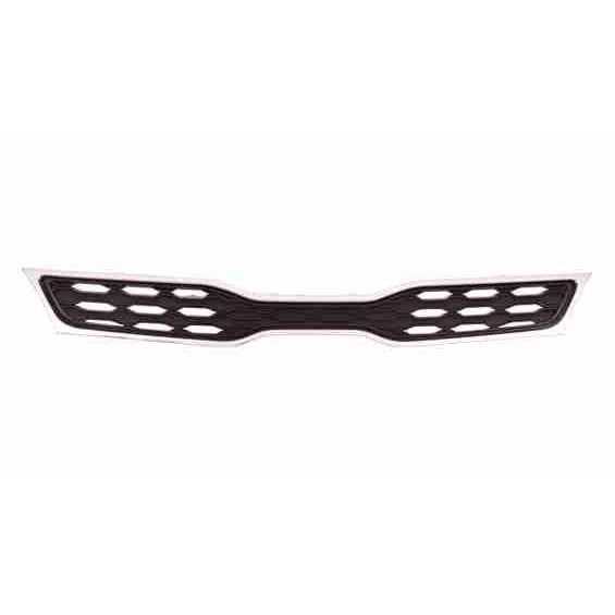 2012-2015 KIA Rio Hatchback Upper Grille Chrome Black With Fog Lamp Hole Type - KI1200152-Partify-Painted-Replacement-Body-Parts