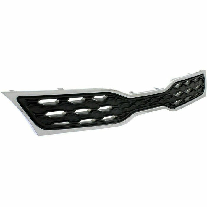 2012-2015 KIA Rio Hatchback Upper Grille Chrome Black With Fog Lamp Hole Type - KI1200152-Partify-Painted-Replacement-Body-Parts