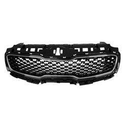 2017-2019 KIA Sportage Grille Glossy Black With Chrome Frame Without Pre-Collision - KI1200190-Partify-Painted-Replacement-Body-Parts