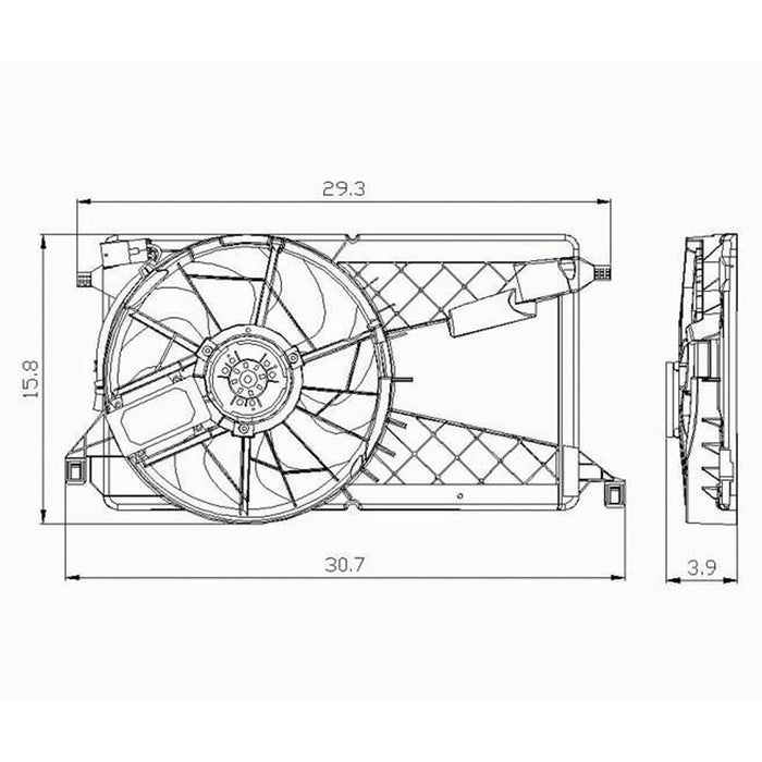 2004-2005 Mazda 3 Engine Cooling Fan Assembly Electric Fan Assembly - MA3115130-Partify-Painted-Replacement-Body-Parts