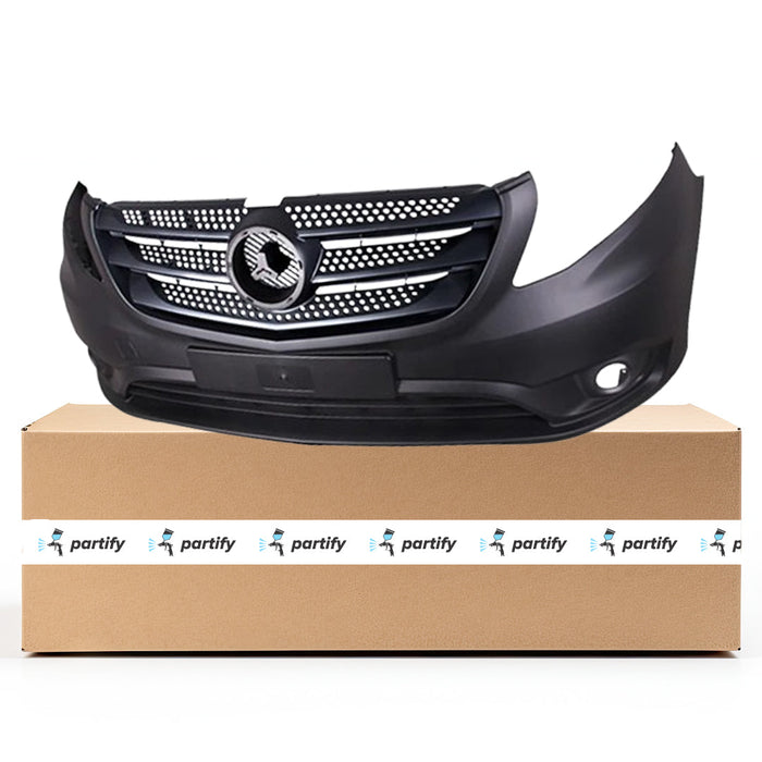 2016-2023 Mercedes-Benz Metris CAPA Certified Front Bumper W447 W/O Active Park Assist W/Fog Lamps Textured - MB1000503C-Partify-Painted-Replacement-Body-Parts