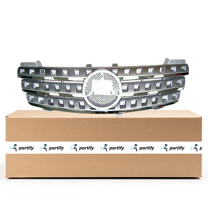 2006-2008 Mercedes-Benz ML320/ML350/ML500/ML550 CDI CAPA Certified Grille W/O Amg Styling Pkg W/O Sport Pkg Brilliant Silver Assembly - MB1200153C-Partify-Painted-Replacement-Body-Parts