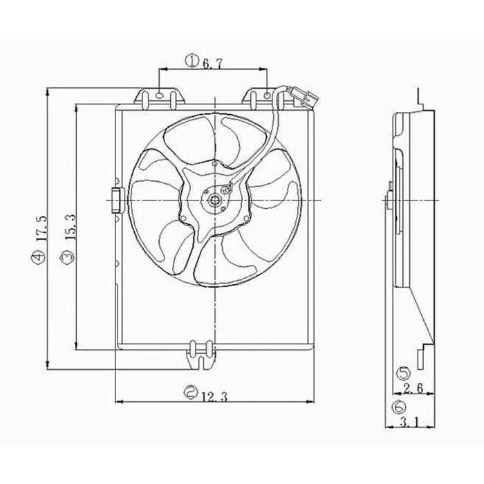 1997-2002 Mitsubishi Mirage A/C Condenser Fan Assembly Includes Motor/Blade/Shroud - MI3113103-Partify-Painted-Replacement-Body-Parts