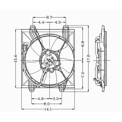 1994-1998 Mitsubishi Galant DE/ES/LS A/C Condenser Fan Assembly Includes Motor/Blade/Shroud - MI3113108-Partify-Painted-Replacement-Body-Parts