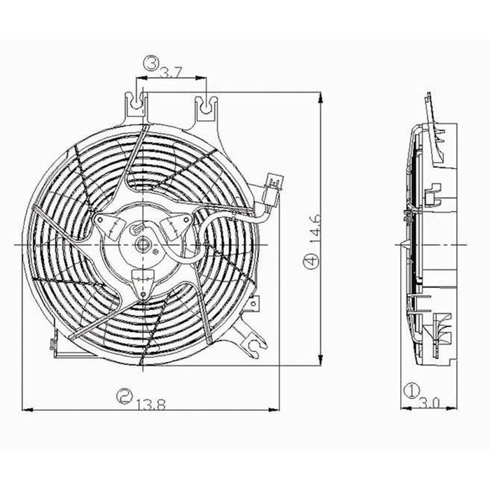 2000-2004 Mitsubishi Montero Sport A/C Condenser Fan Assembly Includes Motor/Blade/Shroud - MI3113118-Partify-Painted-Replacement-Body-Parts