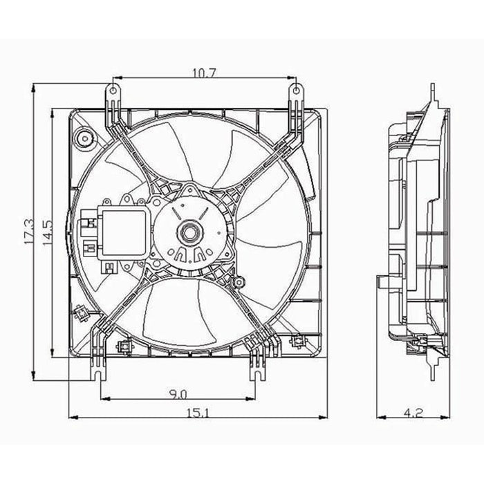 1999-2001 Mitsubishi Galant Engine Cooling Fan Assembly Includes Motor/Blade/Shroud 2.4L L4/3L V6 - MI3115104-Partify-Painted-Replacement-Body-Parts