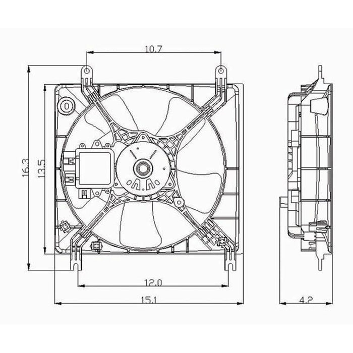 2000-2005 Chrysler Sebring/Dodge Stratus/Mitsubishi Eclipse Engine Cooling Fan Assembly 2.4L L4/3L V6 2 Door Coupe - MI3115107-Partify-Painted-Replacement-Body-Parts