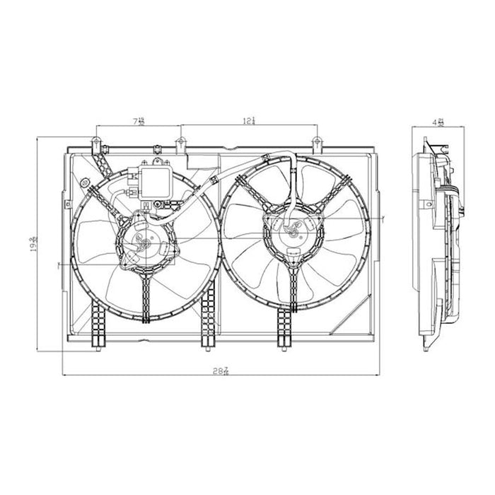 2003-2006 Mitsubishi Outlander Engine Cooling Fan Assembly Dual Fan Assembly W/Control Unit - MI3115143-Partify-Painted-Replacement-Body-Parts