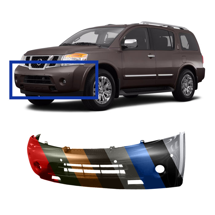 2008-2015 Nissan Armada Front Bumper With Sensor Holes - NI1000253-Partify-Painted-Replacement-Body-Parts