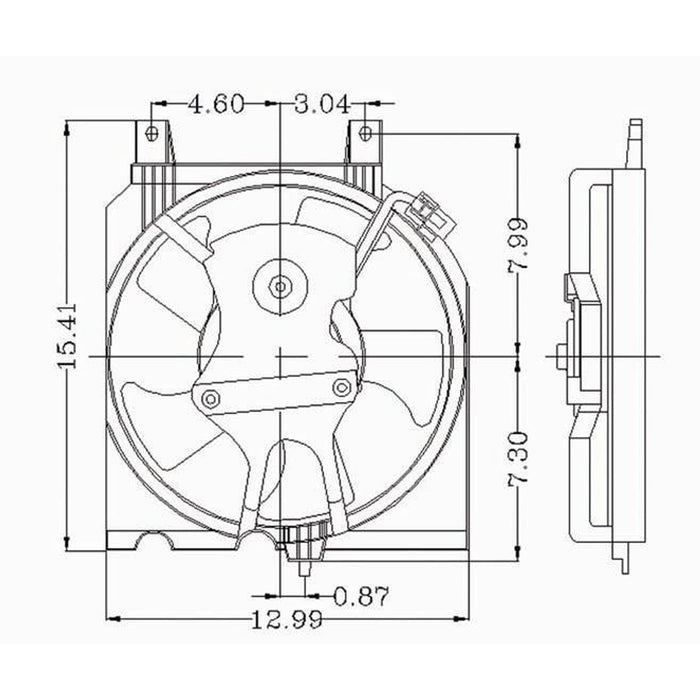 1995-1999 Nissan Sentra A/C Condenser Fan Assembly Includes Motor/Blade/Shroud 1.6L L4/2L L4 - NI3113102-Partify-Painted-Replacement-Body-Parts