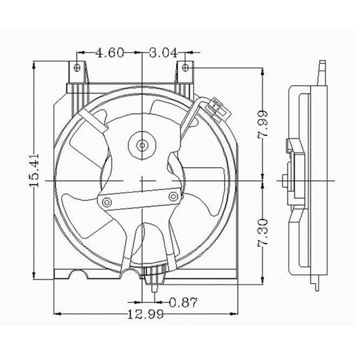1995-1999 Nissan Sentra A/C Condenser Fan Assembly Includes Motor/Blade/Shroud 1.6L L4/2L L4 - NI3113102-Partify-Painted-Replacement-Body-Parts