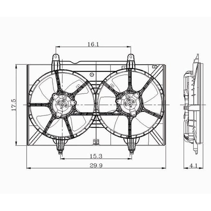 2004-2009 Nissan Quest Engine Cooling Fan Assembly Dual Fan Assembly - NI3115126-Partify-Painted-Replacement-Body-Parts