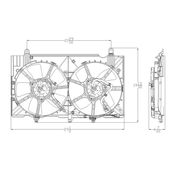 2007-2009 Nissan 350Z Engine Cooling Fan Assembly Dual Fan Assembly - NI3115136-Partify-Painted-Replacement-Body-Parts