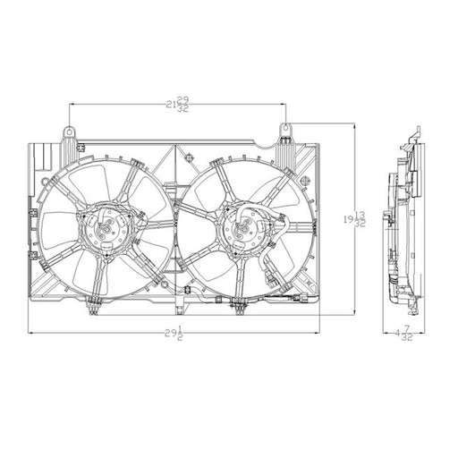 2007-2009 Nissan 350Z Engine Cooling Fan Assembly Dual Fan Assembly - NI3115136-Partify-Painted-Replacement-Body-Parts