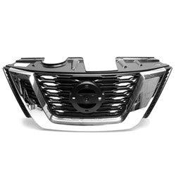 2017-2018 Nissan Rogue Grille Glossy Black With Chrome Moulding/ Camera/Sv Premium Package Without Adaptive Cruise - NI1200281-Partify-Painted-Replacement-Body-Parts