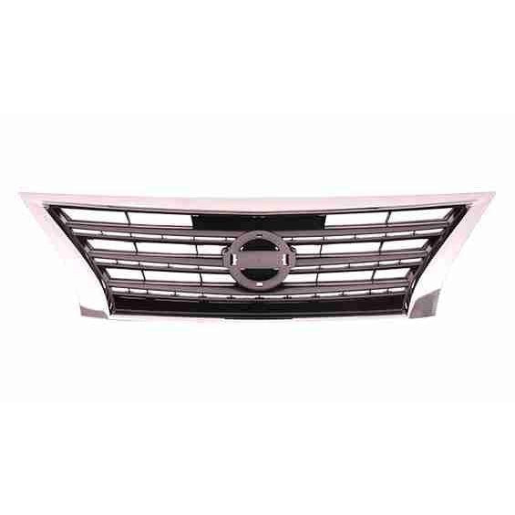 2013-2015 Nissan Sentra Grille Painted Dark Silver Black With Chrome Moulding Sr - NI1200253-Partify-Painted-Replacement-Body-Parts