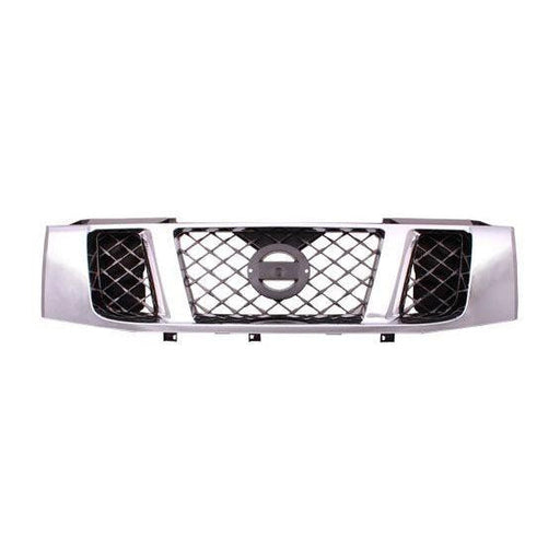 2008-2015 Nissan Titan Pickup Grille Matte Black With Chrome Frame Le/Se - NI1200240-Partify-Painted-Replacement-Body-Parts